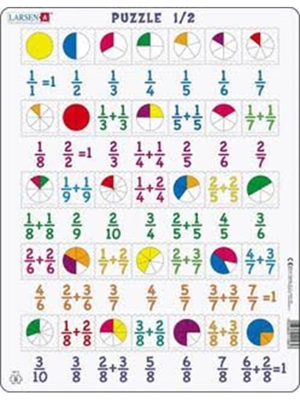 Larsen Puzzles Math Puzzle: Fractions - 35 pieces Maxi (36.5 x 28.5 cm) 2D Puzzels