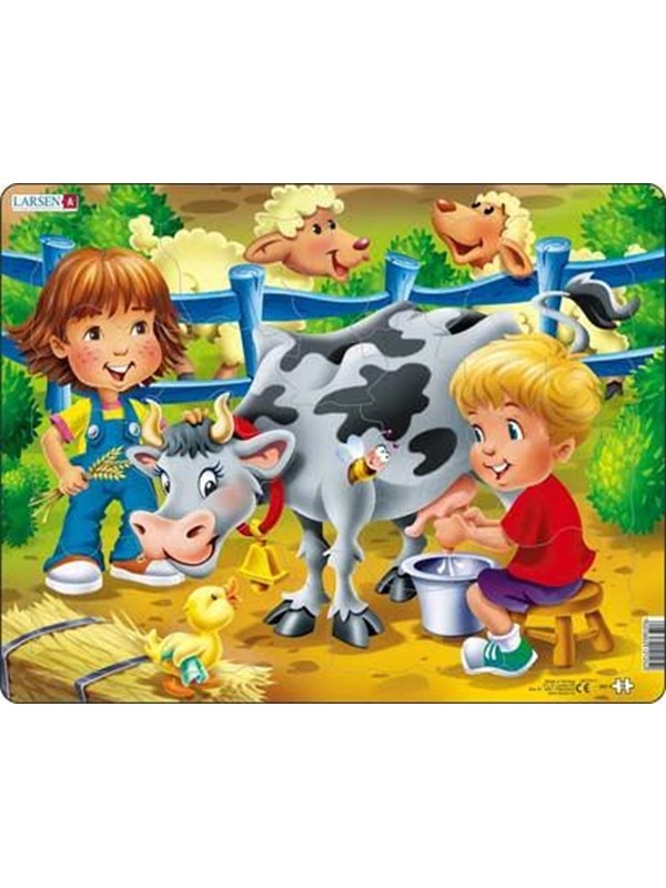 Larsen Puzzles Farm puzzle for children with a cow - 18 pieces Maxi (36.5 x 28.5 cm) 2D Puzzels