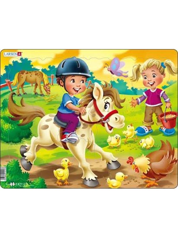 Larsen Puzzles Farm Jigsaw Puzzle for Children with Pony - 16 Pieces Maxi (36.5 x 28.5 cm) 2D Puzzels