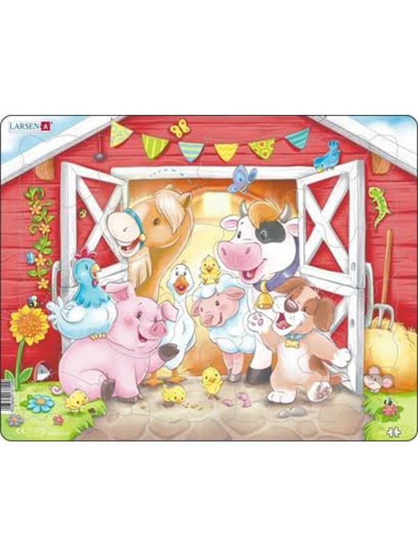 Larsen Puzzles Puzzle: Cute Animals in the Barn - 21 pieces Maxi (36.5 x 28.5 cm) 2D Puzzels