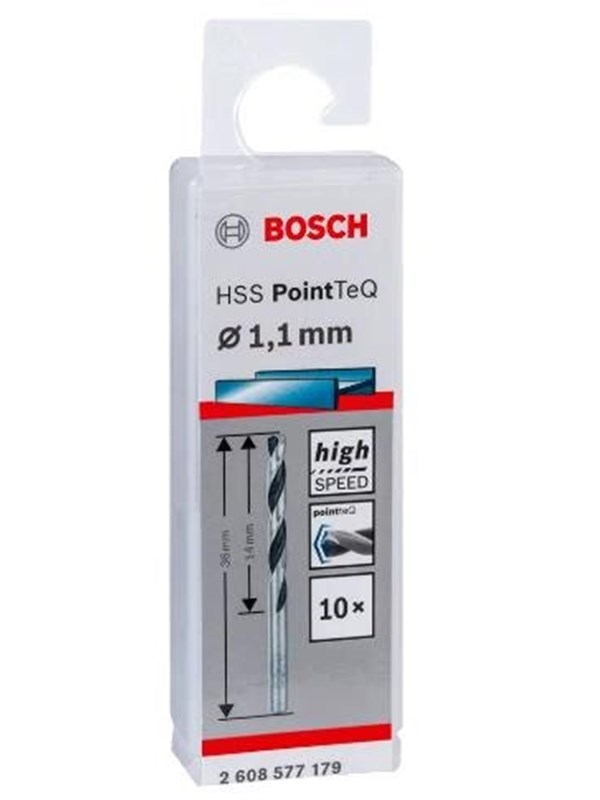 Bosch Accessories 2608577179 2608577179 HSS Metaal-spiraalboor 1.1 mm Gezamenlijke lengte 36 mm Gebruineerd DIN 338 Cilinderschacht 10 stuk(s)