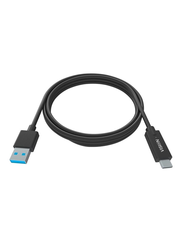 Vision USB-A 3.0 naar USB-C Van Vision - Bandbreedte 5 Gbit/S - Ondersteunt 3 A Laadstroom - USC-C 3.1 (M) USB-A 3.0 (M) - Awg 22 + 30 - 1m - Zwart