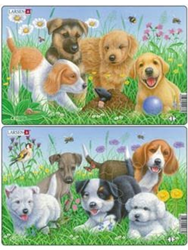 Larsen Puzzles Puppy Puzzle 2 assorted designs - 8 pieces Midi (28.5 cm x 18.3 cm) 2D Puzzels