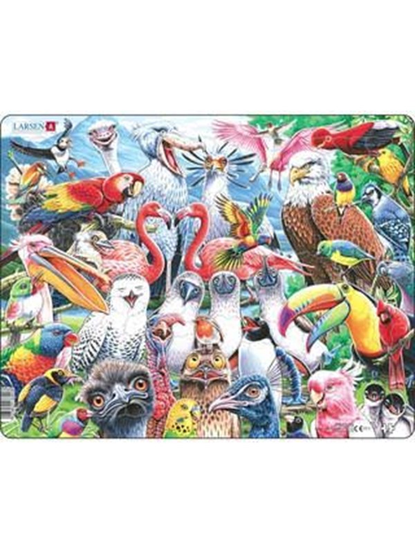 Larsen Puzzles Happy Birds Jigsaw Puzzle - 115 pieces Maxi (36.5 x 28.5 cm) 2D Puzzels