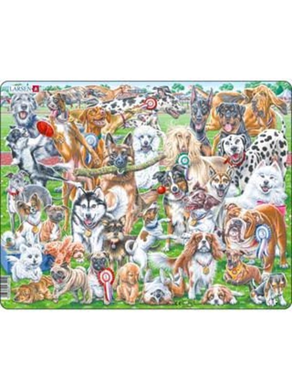 Larsen Puzzles Happy Dogs Jigsaw Puzzle - 32 pieces Maxi (36.5 x 28.5 cm) 2D Puzzels
