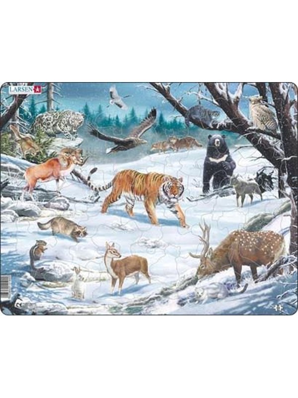 Larsen Puzzles Puzzle Winter Wildlife in Siberia and Northeast Asia - 66 pieces Maxi (36.5x28.5 cm) 2D Puzzels