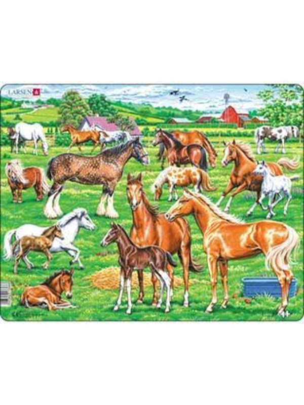Larsen Paardenrassen – Puzzel – Paarden – Dieren – Educatieve legpuzzel voor kinderen – 66 stukjes – Gemaakt in Noorwegen – Extra dikke 2,5 mm stukjes – Tray met vaste rand
