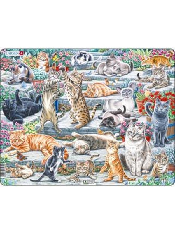 Larsen Kattenrassen – Puzzel – Katten – Dieren – Educatieve legpuzzel voor kinderen – 45 stukjes – Gemaakt in Noorwegen – Extra dikke 2,5 mm stukjes – Tray met vaste rand