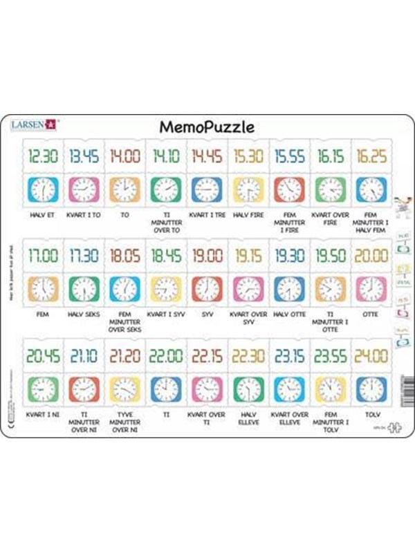 Larsen Puzzles "Learn to Tell Time" Puzzle - 54 pieces Maxi (36.5 x 28.5 cm) 2D Puzzels