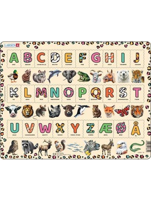 Larsen Puzzles Animal Alphabet Puzzle - 29 pieces Maxi (36.5 x 28.5 cm) 2D Puzzels