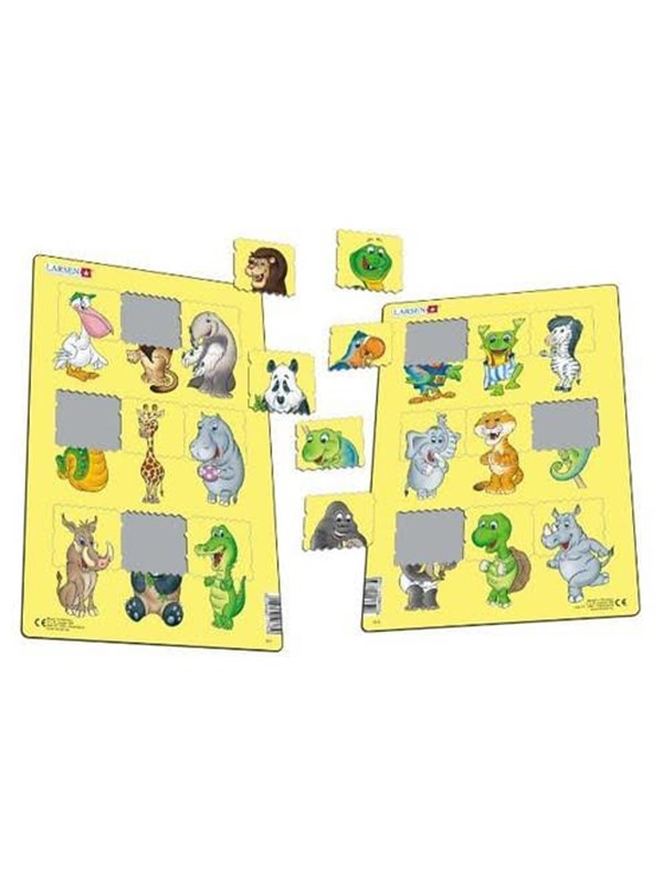 Larsen Puzzles Animal Match-2 Puzzle (Assorted) - 9 pieces Midi (28.5 cm x 18.3 cm) 2D Puzzels