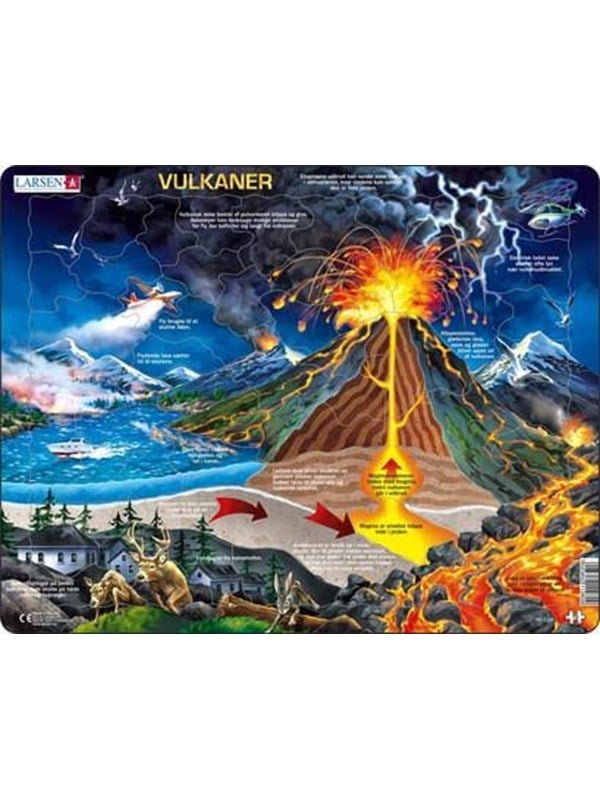 Larsen Puzzles Volcanoes Jigsaw Puzzle - 70 pieces Maxi (36.5 x 28.5 cm) 2D Puzzels