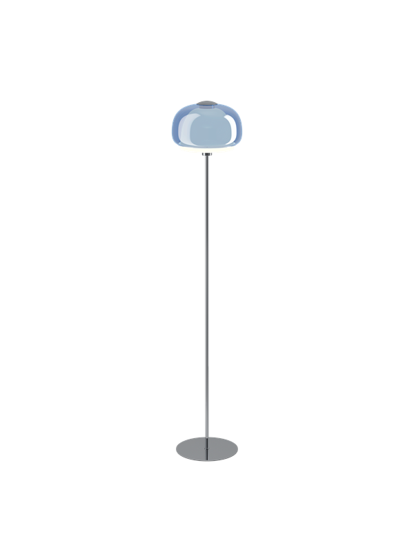 EGLO Vloerlamp Belomontejo, blauw-transparant, glas, staal, E27