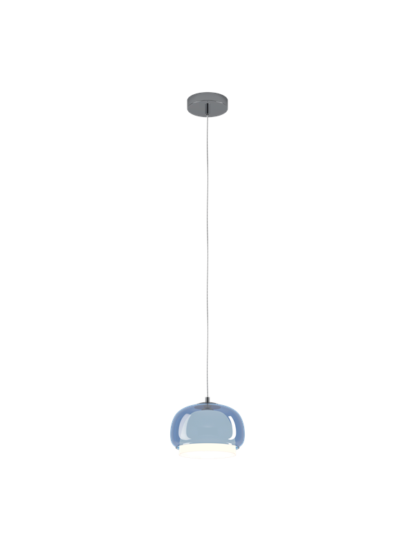 EGLO Hanglamp Belomontejo, Ø 22 cm, blauw-transparant, glas