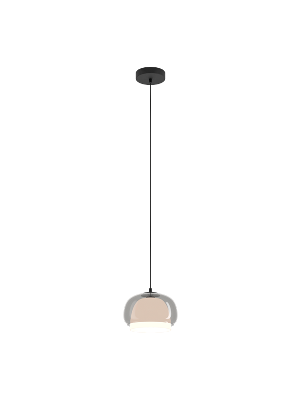 EGLO Hanglamp Belomontejo, Ø 22 cm, zwart-transparant, glas