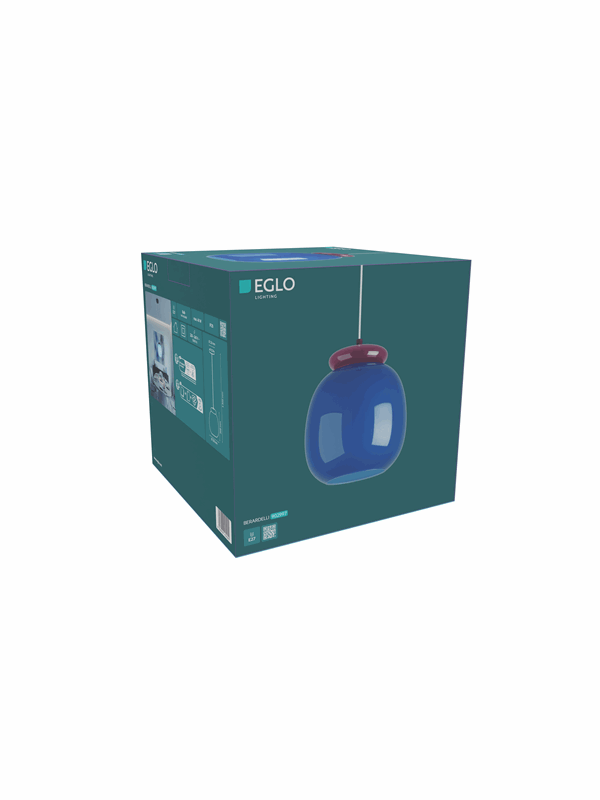 EGLO Hanglamp Berardelli, blauw/moerbei, Ø 23 cm, glas, E27