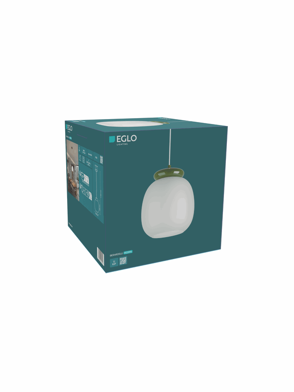 EGLO Hanglamp Berardelli, wit/groen, Ø 23 cm, glas, E27