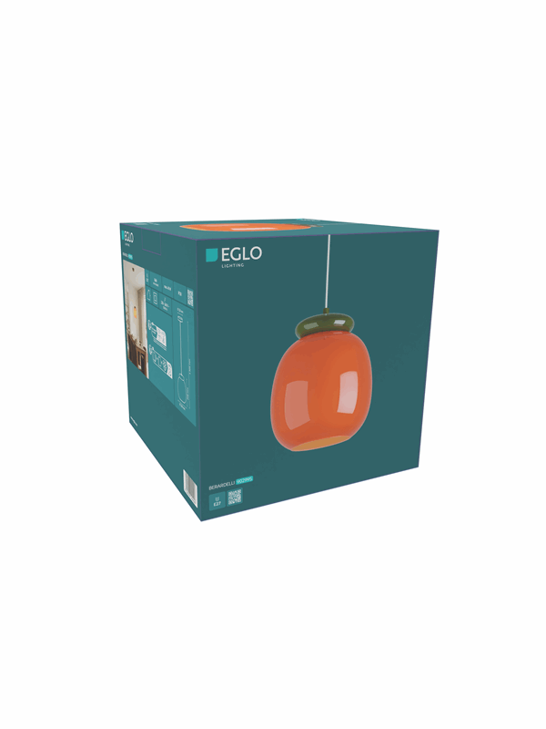 EGLO Hanglamp Berardelli, oranje/groen, Ø 23 cm, glas, E27