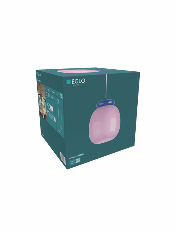EGLO Hanglamp Berardelli, roze/blauw, Ø 23 cm, glas, E27