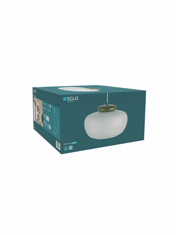 EGLO Hanglamp Berardelli, wit/groen, Ø 30 cm, glas, E27