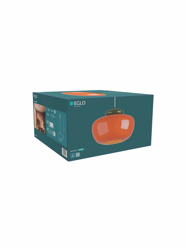 EGLO Hanglamp Berardelli, oranje/groen, Ø 30 cm, glas, E27