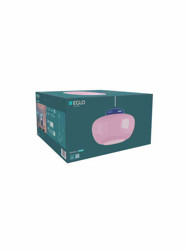 EGLO Hanglamp Berardelli, roze/blauw, Ø 30 cm, glas, E27