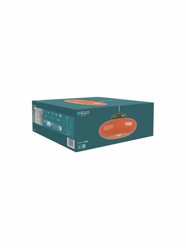 EGLO Hanglamp Berardelli oranje/groen, plat, Ø 30 cm, glas, E27
