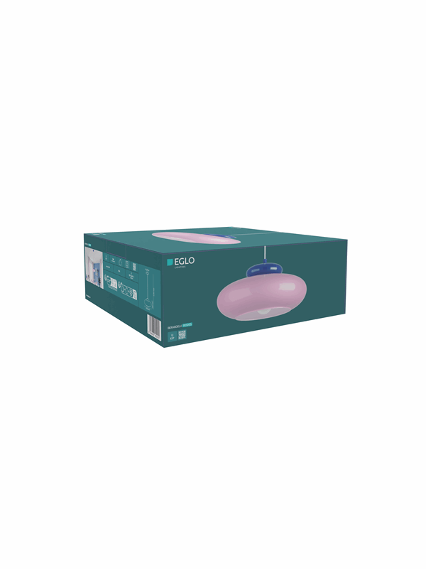 EGLO Hanglamp Berardelli roze/blauw, plat, Ø 30 cm, glas, E27