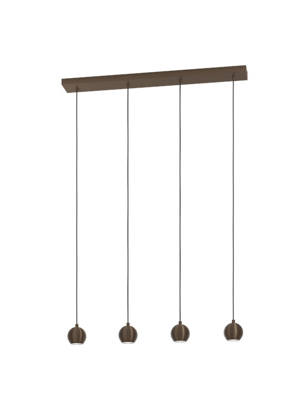 EGLO hanglamp BIMEDA 1, bronskleurig, lengte 77 cm, 4-lamps.