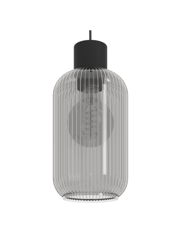 EGLO Hanglamp Dasmina, Ø 13 cm, rookgrijs/zwart, glas, E27
