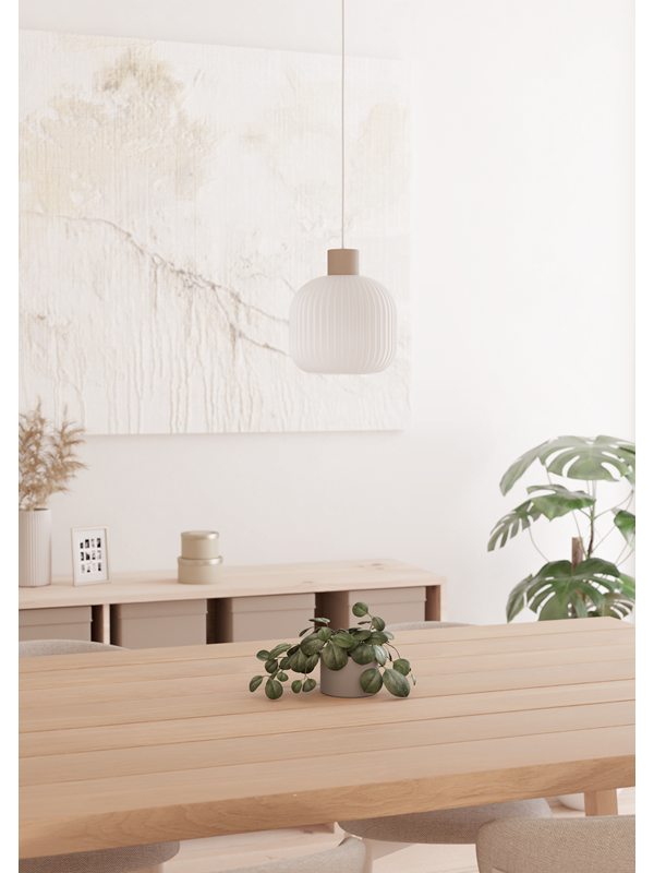 EGLO Hanglamp Dasmina, Ø 20 cm, wit/zandkleurig, glas, E27