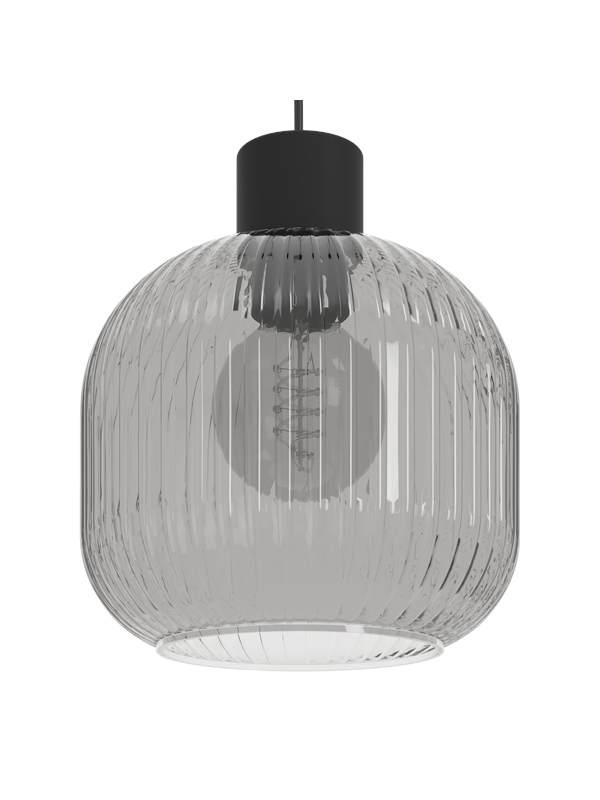 EGLO Hanglamp Dasmina, Ø 20 cm, rookgrijs/zwart, glas, E27