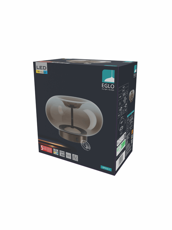EGLO OPTICA 1 TAFELLAMP H155 CCT M/SCHAK. BRONS/BRUIN-TRANSP.