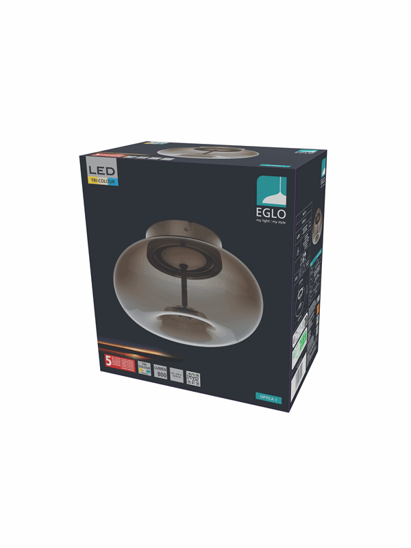 EGLO OPTICA 1 PLAFONDLAMP Ø:250 CCT DONKER BRONS/BRUIN-TRANSP.