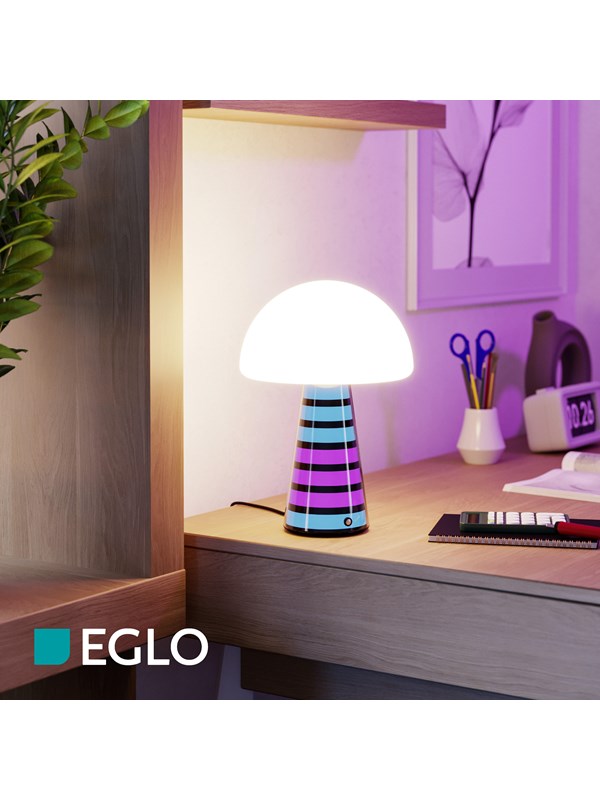 EGLO Pulse Tafellamp - 28,5 cm - Zwart/Wit/Kleurrijk - Dimbaar - Muzieksensor