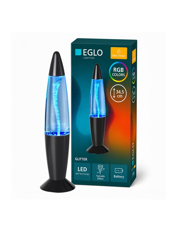 EGLO Vortex Tornado lamp - LED - 34,5 cm - Zwart/Helder - RGB - Tafellamp