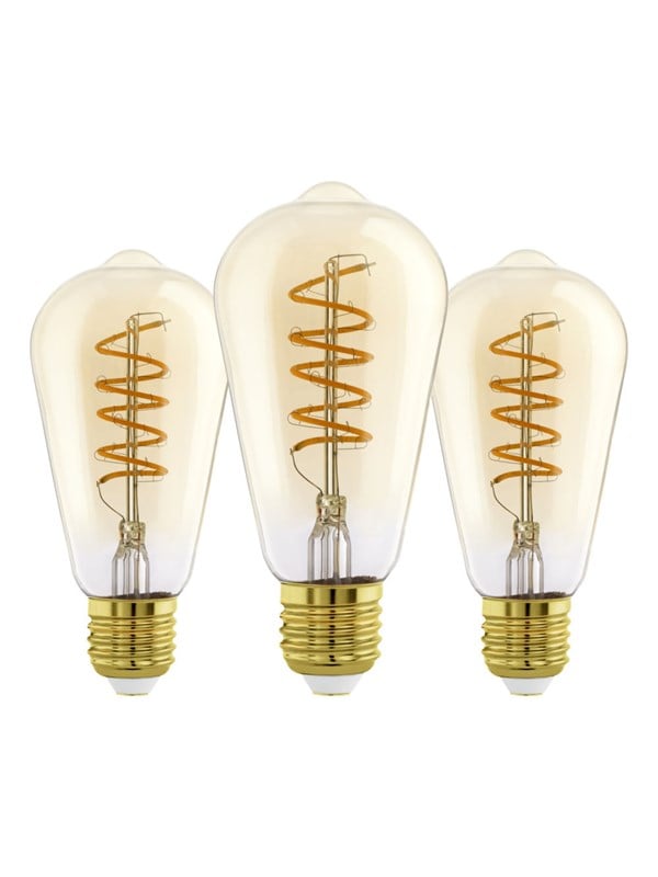 Eglo Ledfilamentlamp Edison - 6,4cm - Warm Wit - E27 - 7w - 3 Stuks