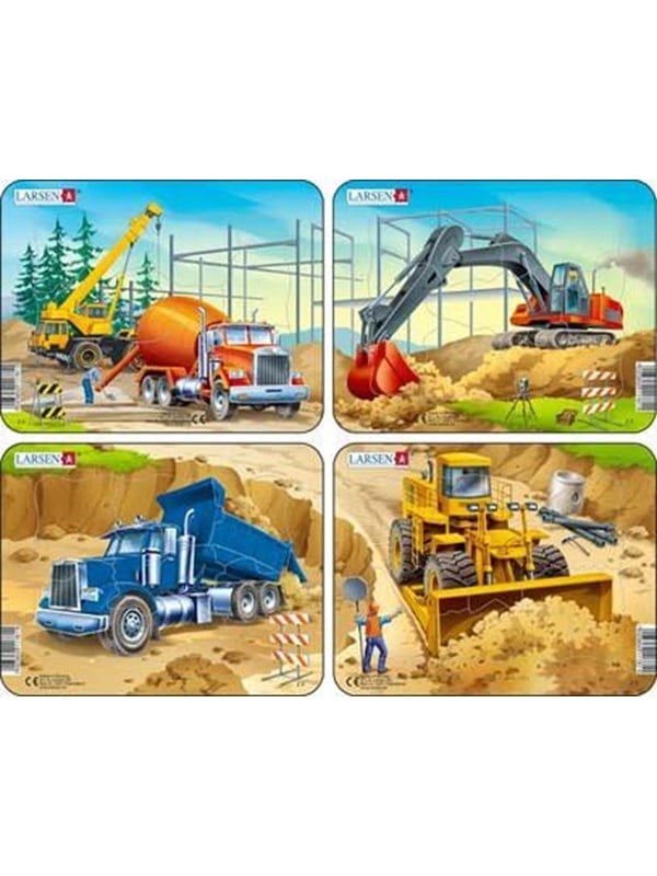 Larsen Puzzles Puzzel Bouwmachines 4-asst - 7 stukjes, Mini ( 2D Puzzels