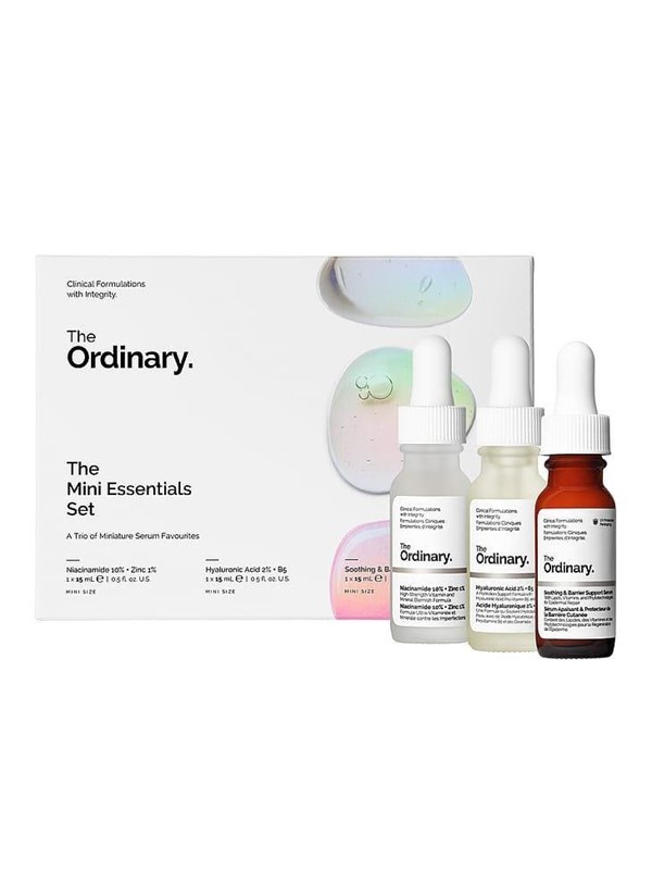 The Ordinary The Mini Essentials Set 45 ml - Niacinamide 10% + Zinc 1% 15ml/Hyaluronic Acid 2% + B5 15ml/Soothing & Barrier Support Serum 15ml