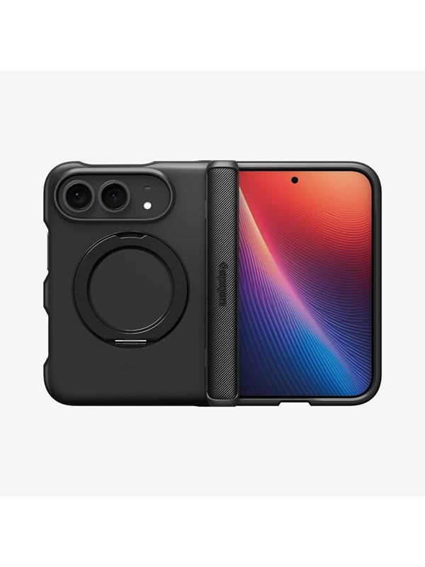 Spigen Hoesje Geschikt voor Apple iPhone Duo - Slim Armor Pro S MagFit - Back Cover Compatibel met MagSafe / Qi2 - Kickstand Standaard - Case Zwart