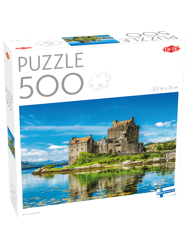 Tactic Dornie, Scotland – Puzzel – 500 stukjes – Eilean Donan Castle en Schots Hoogland – Schotland Landschap – Hoogwaardige Scandinavische Kwaliteit