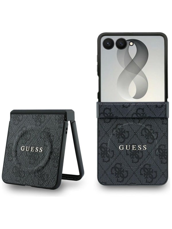 MagSafe-hoes voor Samsung Galaxy Z Flip8 F776, Guess, 4G Leather Classic, Zwart