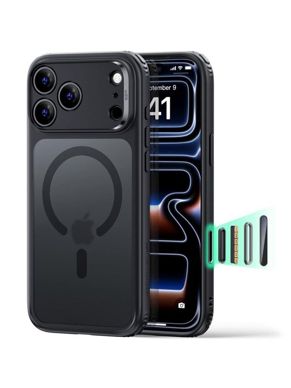 ESR Classic Hybrid HaloLock Hoesje Geschikt voor Apple iPhone 18 Pro Max / 17 Pro Max | Compatibel met MagSafe / Qi2 en HaloLock | Back Cover met Magneet | Cameraregelaar Control Knop | Zwart