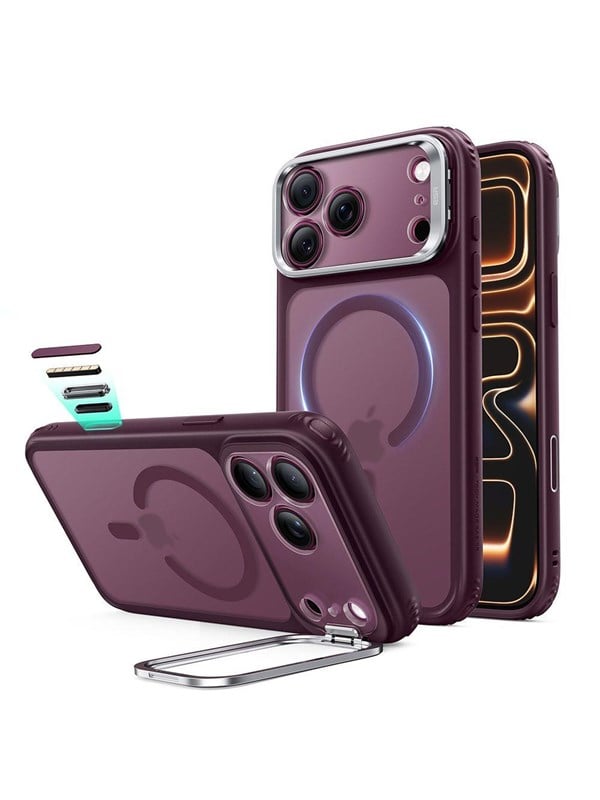 ESR Classic Hybrid hoesje - Geschikt voor MagSafe en iPhone 17 Pro Max en iPhone 18 Pro Max - Verstelbare standaard - Rood