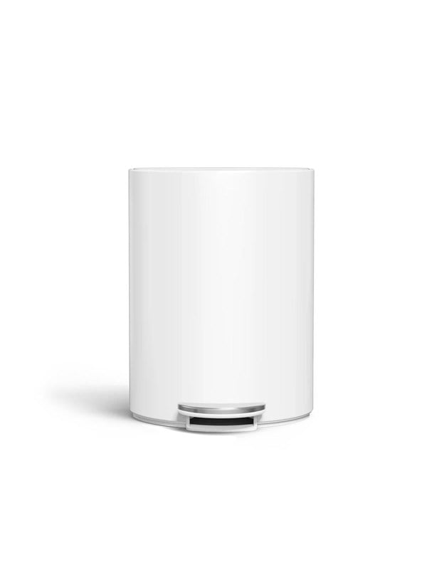 Simplehuman halfronde pedaalemmer van 6 liter - met zakkenhouder - wit staal
