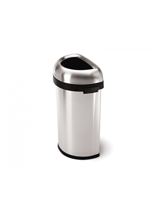 Simplehuman Open afvalbak - 60 liter - Halfronde - zwaar geborsteld roestvrij staal