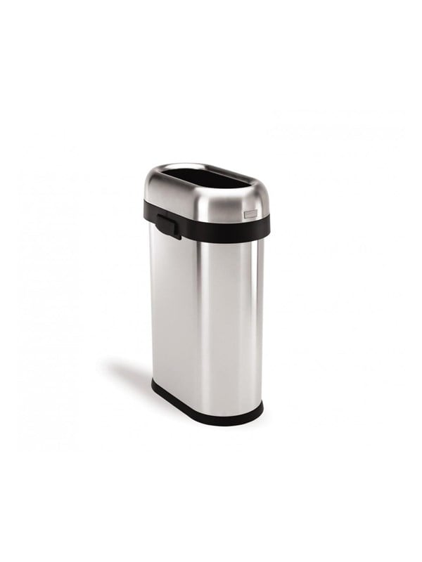 Simplehuman Open afvalbak - 50 liter - Slanke - zwaar geborsteld roestvrij staal