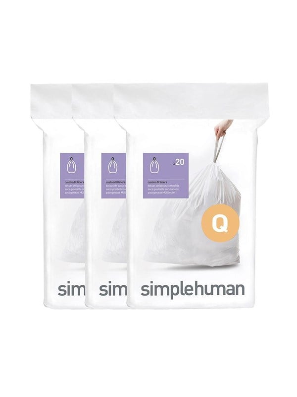 Simplehuman Code Q Afvalzakken - 65 liter - 60 stuks - met Trekband - Wit