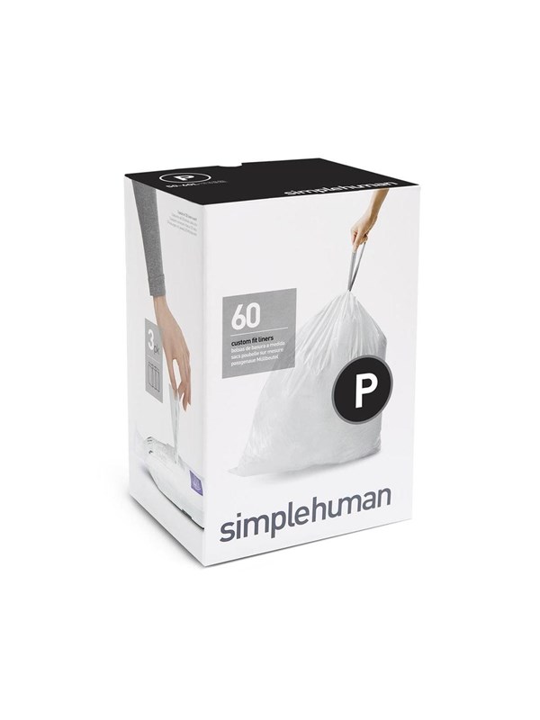 Simplehuman Code P Afvalzakken - 60 liter - 60 stuks - met Trekband - Wit