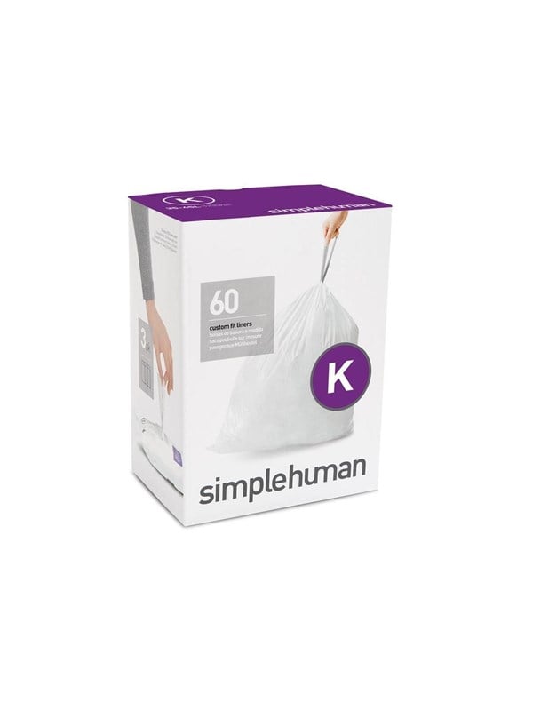 Simplehuman Code K Afvalzakken - 45 liter - 60 stuks - met Trekband - Wit